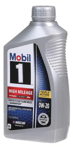 Mobil 1 High Mileage Full Synthetic Motor Oil 0W-20 1 Quart