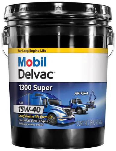 Mobil Delvac 1300 Super Heavy Duty Synthetic Blend Motor Oil 15W-40 5 Gallon
