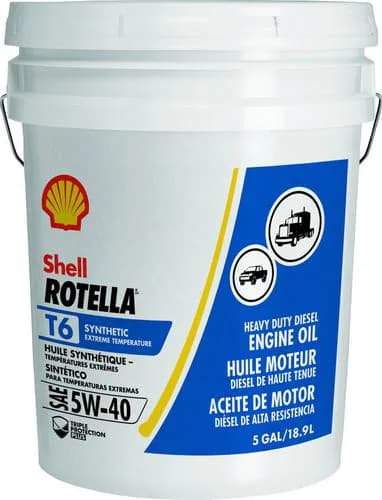 Shell Rotella T6 Full Synthetic Motor Oil 5W-40 5 Gallon