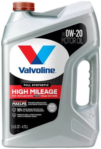 Valvoline Full Synthetic High Mileage with MaxLife Technology 0W-20 Motor Oil 5 Quart